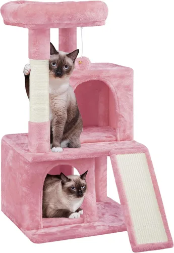 Miniatura 14 de Yaheetech Árbol para gatos para mascotas de interior, torre de 36 pulgadas con plataforma extra grande, postes rascadores, tablero, pelota colgante