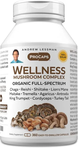 Miniatura 10 de ANDREW LESSMAN Wellness Mushroom Complex 30 cápsulas – Mezcla orgánica de espectro completo de 11 hongos – Apoya la salud y la vitalidad en general