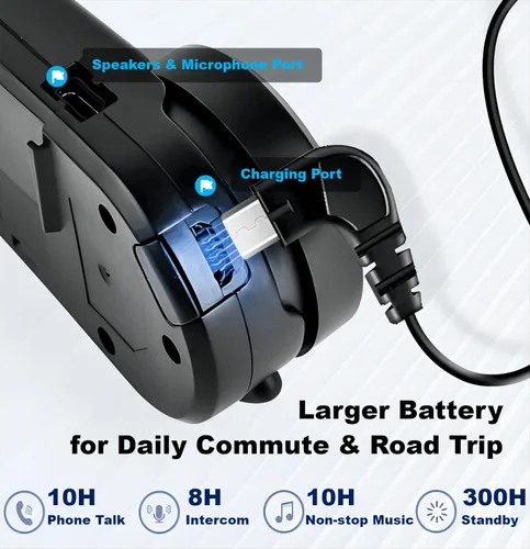 Miniatura 5 de Fodsports FX6 - Auriculares Bluetooth para motocicleta, intercomunicador Bluetooth para grupo de 6 motociclistas, sistemas de comunicación