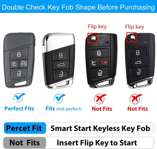 Miniatura 2 de OLLEN Funda para llavero con llavero, compatible con Volkswagen VW Jetta Tiguan Passat Golf GTI Atlas Alltrack Arteon Taos, para control remoto