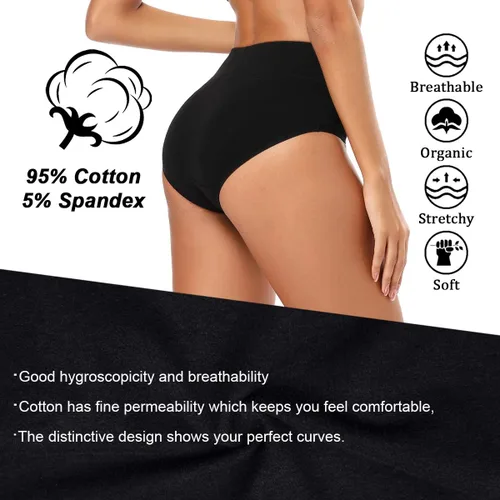 Miniatura 2 de Molasus - Ropa interior de algodón para mujer cintura alta cobertura total tallas regulares y grandes