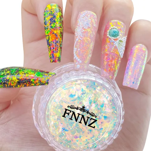 Miniatura 8 de FNNZ Escamas de camaleón de unicornio, Aurora Unichrome, sirena, iridiscente, lámina de uñas, confeti, ópalo, arte de uñas, lentejuelas