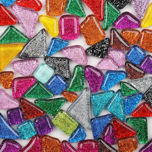Azulejos de mosaico de forma irregular Piezas de vidrio de mosaico de vidrio de color mezclado para decoración del hogar o manualidades de bricolaje