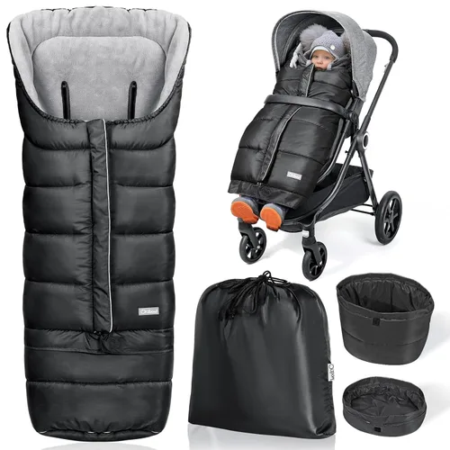 Orzbow - Bolsa universal para cochecito con saco extra para niños pequeños, manta cálida e impermeable, funda de invierno, bolsa de banderines para