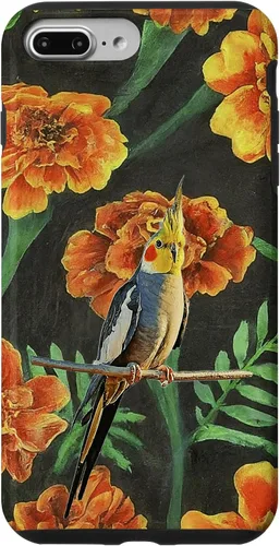Miniatura 9 de iPhone 14 Pro Cockatiel Orange Yellow Marigolds Vintage Flower Pattern Case