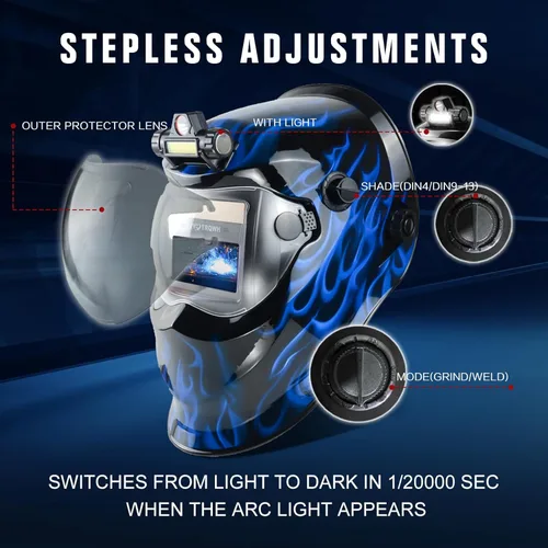 Miniatura 5 de TRQWH Casco de soldadura de oscurecimiento automático con campana de soldadura de color real con luz solar, 2 sensores de arco, máscara de soldadura