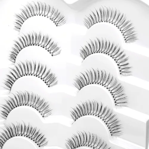 Miniatura 181 de Pooplunch - Pestañas postizas finas de visón sintético, estilo ojo de gato, naturales, cruzadas, tipo racimo, efecto 8D de volumen, tiras