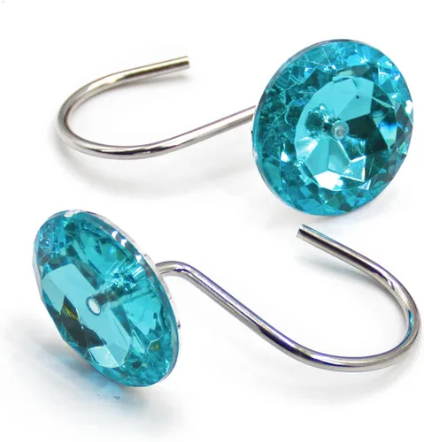 Miniatura 4 de Gibelle Ganchos para cortina de ducha, anillos de cortina de ducha en forma de diamante, ganchos para cortinero de baño, diamantes de imitación
