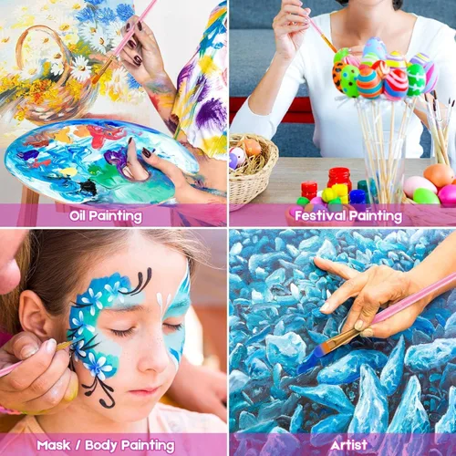 Miniatura 6 de para niños, adolescentes, chicas adolescentes, cosas de moda, relleno para cesta de Pascua, juego de pinceles de pintura acrílica Soucolor para Rosa