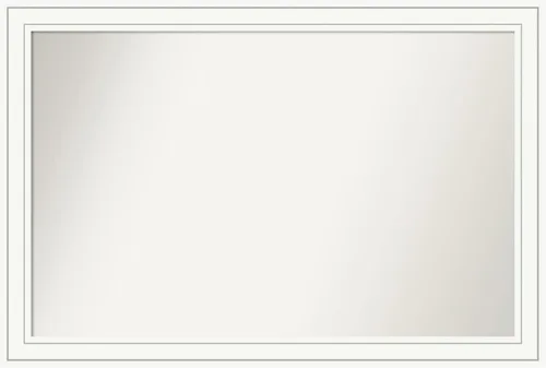 Amanti Art Espejo de baño blanco para sobre el fregadero, 33 x 49 pulgadas, espejo rectangular blanco artesano, marco de madera casual de gran