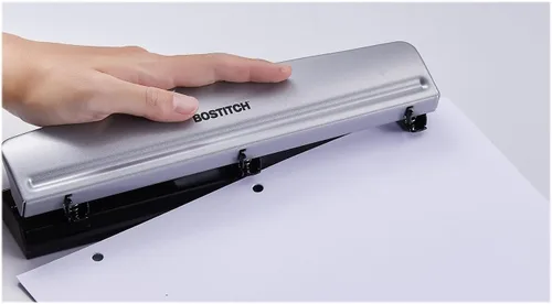 Miniatura 5 de Bostitch - Perforadora de 3 agujeros, capacidad para 12 hojas Plateado