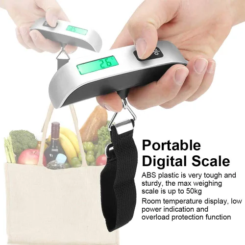 Miniatura 4 de Báscula de peso portátil digital para equipaje mini tamaño LCD digital digital colgando básculas portátil gancho balanza máxima carga 1102lbs