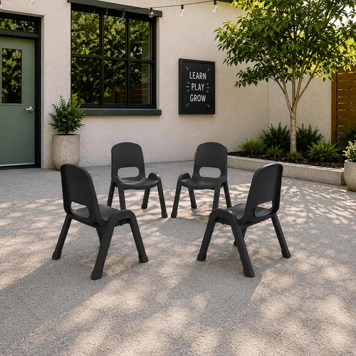 Miniatura 2 de ECR4Kids Silla apilable SitRight de plástico, 11 pulgadas, muebles de aula, negro, paquete de 4