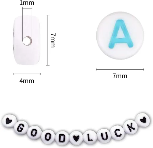 Miniatura 3 de 1400 piezas de cuentas de letras, cuentas de acrílico del alfabeto de 4x7 mm, cuentas para hacer joyas y pulseras, en caja de 28 rejillas