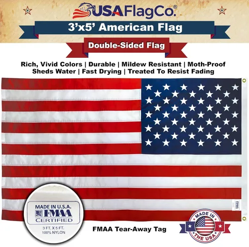 Miniatura 4 de Banderas americanas para exteriores 3x5 - Bandera estadounidense de USA Flag Co. fabricada en Estados Unidos: estrellas bordadas y rayas cosidas