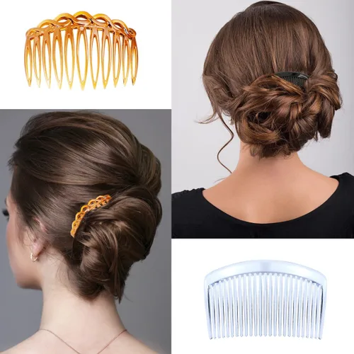 Miniatura 2 de 9 peines laterales para el cabello, estilo francés, de plástico ligero, 11/25/29, pinzas para el cabello para mujeres y niñas (clásico)