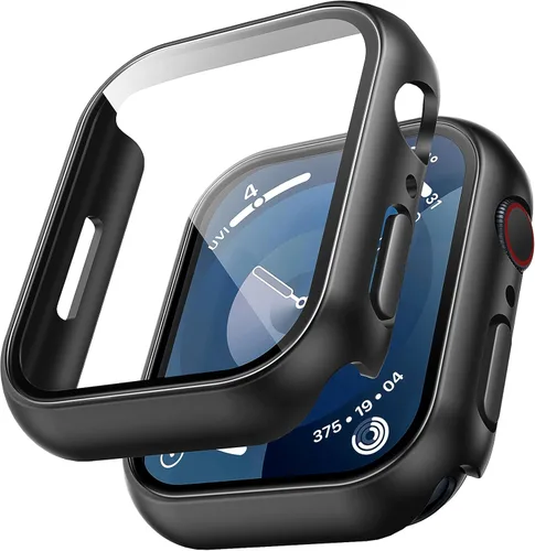 Miniatura 19 de TAURI - Juego de 2 carcasas rígidas para Apple Watch SE Series 6, 5, 4, 1.732 in (44mm), protector de pantalla integrado de cristal templado 9H, Azul