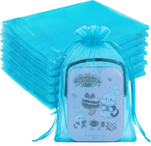 Miniatura 49 de Crweety 50 Piezas Bolsas de Organza Doradas de 3 x 4 Pulgadas, Pequeñas Bolsas de Regalo de Malla con Cordón para Favores de Boda, Despedida