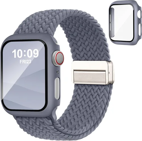 Miniatura 8 de Acextro Correa trenzada magnética y estuche compatible con Apple Watch Bands para mujeres y hombres 40mm 44mm 41mm 45mm 42mm 46mm, cubierta