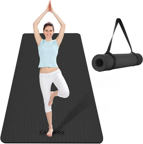 Miniatura 10 de CAMBIVO Tapete de yoga extra ancho para mujeres y hombres (72"/84" x 32" x 1/4") Tapete de entrenamiento TPE antideslizante grande para yoga