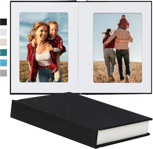 Miniatura 9 de Álbum de fotos Pssoss 5x7 con espacio para escribir, cubierta de lino. Libro de álbum de fotos 5x7. Contiene 30 fotos. Ideal para álbumes de Blanco