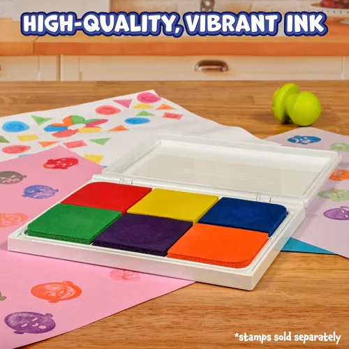 Miniatura 2 de READY 2 LEARN Almohadilla de sello lavable Jumbo 6 en 1 No tóxica Resistente a la decoloración Perfecto para álbumes de recortes, carteles
