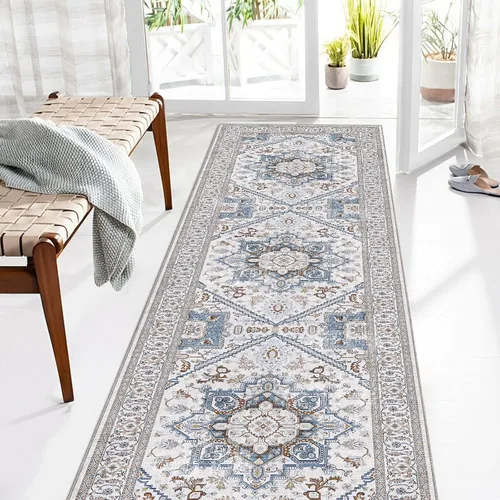 Miniatura 81 de OPPODREAM Alfombras suaves, pequeñas y lavables con parte trasera antideslizante, alfombra de cachemira sintética de pelo bajo, 2 x 3 pies, azul
