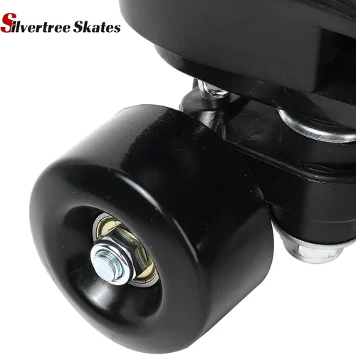Miniatura 9 de Silvertree Patines de ruedas de piel sintética para mujer, con parte superior alta, patines de cuatro ruedas brillantes con bolsa de transporte