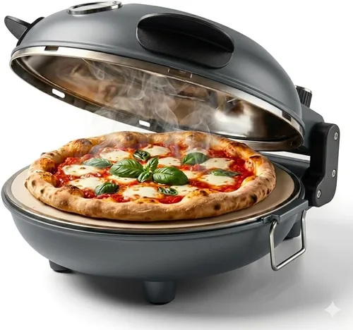 Horno de Pizza Eléctrico de Encimera Cook With Color – Fabrica Pizzas con Costra Crujiente, Calienta hasta 800˚F, Piedra Cerámica de 12 Pulgadas,