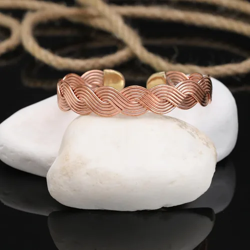 Miniatura 32 de Handmade Elegant Copper Bracelet for Women - Pure Copper Bracelet for Pain Relief and Stress Relief - Adjustable Entwisted Copper Bracelet to Fit