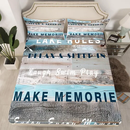 Miniatura 36 de Erosebridal Fishing Fitted Sheet Twin for Boys, Big Pike Fish Black Bed Sheets for Rustic Farmhouse Lake House Decor, Fishing Bedding Set Marine