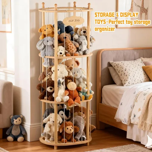 Miniatura 4 de Almacenamiento de animales de peluche extra grande de madera para animales de peluche, organizador de juguetes suaves, jaula de juguete