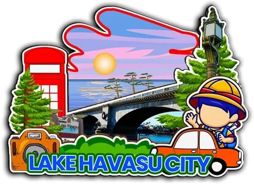 Lake Havasu City Arizona USA Imán para nevera de madera 3D Monumentos de viaje coleccionables, recuerdos decorativos hechos a mano -3540
