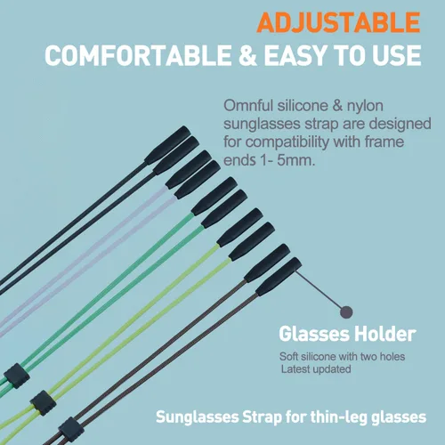 Miniatura 4 de Soporte de correa para lentes para lentes de brazos delgados – Correas de soporte para gafas alrededor del cuello – Correas de gafas de sol
