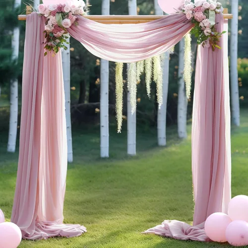 Cortinas de arco para arco de boda, tela drapeada, color rosa polvoriento, cortina de telón de fondo transparente para ceremonia, decoración de Rosa