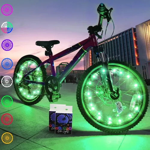 Miniatura 9 de TINANA Paquete de 2 luces LED para rueda de bicicleta, luces ultrabrillantes impermeables para radios de bicicleta, decoración de ciclismo