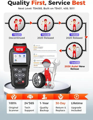 Miniatura 9 de Autel MaxiTPMS TS408S, herramienta de reaprendizaje TPMS 2026 funciona como TS501 PRO TS508WIF MK808S-TS MP900TS, OBD II Pr0gramming para Autel