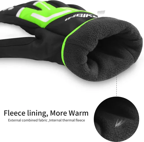 Miniatura 3 de INBIKE Guantes de ciclismo para hombre de invierno resistentes al viento, almohadillas térmicas reflectantes de gel pantalla táctil