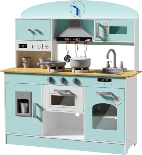 Miniatura 7 de Babytronic Juego de cocina de madera, cocina de simulación con luces y sonidos para niños de 3 años en adelante, incluye estufa, horno, microondas