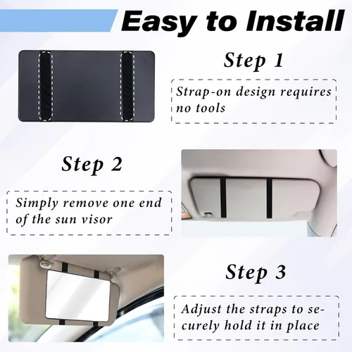 Miniatura 5 de Espejo de visera solar para automóvil, espejos de maquillaje cosméticos con correas, espejo cosmético para interiores de automóviles HD, accesorios