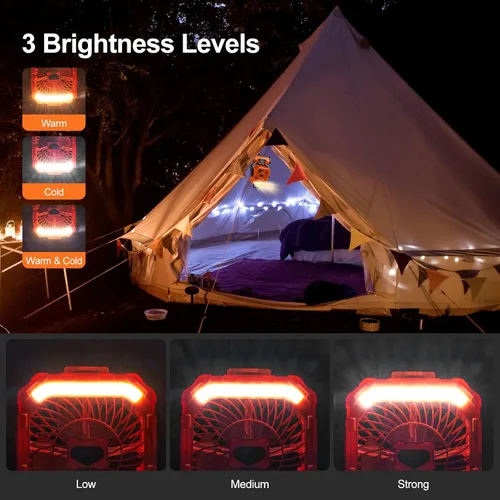 Miniatura 3 de Odoland Ventilador de nebulización portátil con luz, batería recargable de 30000 mAh, ventilador de campamento con 2 pulverizadores, ventilador