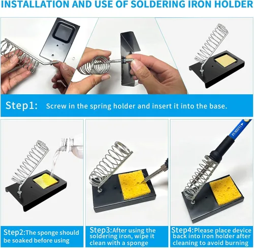 Miniatura 3 de Kit de soldador de hierro, 21 en 1 con temperatura ajustable, 5 puntas de soldadura, soldador de 60 W, alambre de soldadura, bomba desoldadora