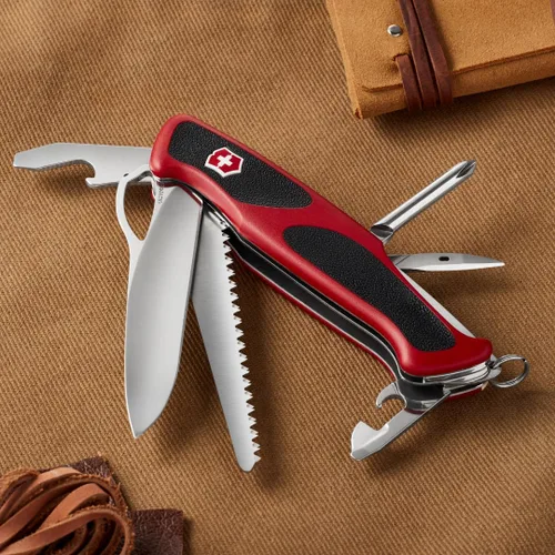 Miniatura 2 de Victorinox Ranger 78 M Grip - Cuchillo suizo del ejército, 12 funciones, navaja de bolsillo de fabricación suiza con hoja de bloqueo grande, pinzas