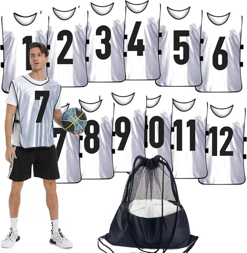 Miniatura 12 de Scrimmage - Chaleco de entrenamiento (12 unidades) para deportes de equipo, camisetas para adultos y jóvenes, baberos de fútbol, camisetas