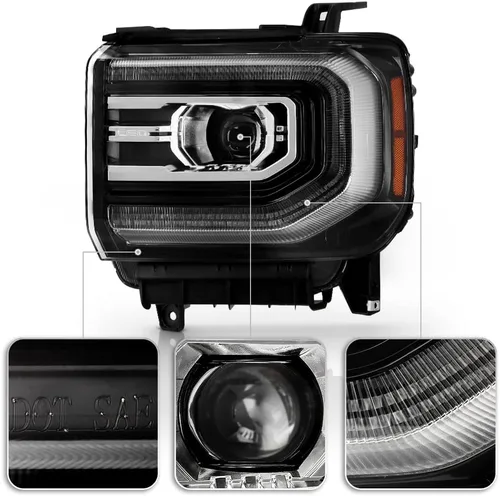 Miniatura 4 de ACANII - Para 2016 2017 2018 GMC Sierra 1500 Full LED Modelo Proyector Faros Faros Repacement Par Set Izquierdo+Derecho