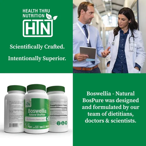 Miniatura 5 de Health Thru Nutrition Boswellia 300mg as Bospure AKBAMAX Ácidos boswélicos de alta potencia 75% AKBA 10% AKBA Apoyo inflamatorio saludable