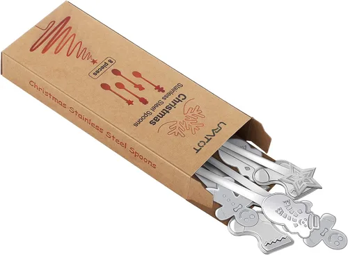 Miniatura 3 de URATOT 8 cucharas de acero inoxidable para Navidad, café, té, postre, cucharas mezcladoras, rellenos de calcetines de Navidad
