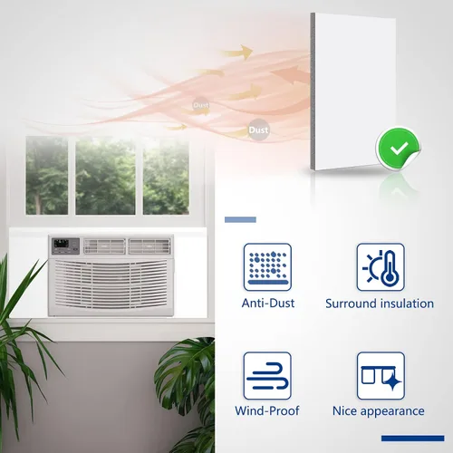Miniatura 5 de Paneles de aislamiento envolvente de aire acondicionado de ventana, panel de espuma aislado lateral de CA blanca con tira de sellado superior