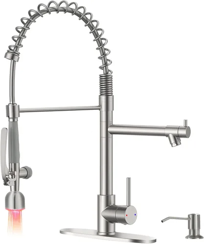 Miniatura 9 de Fapully - Grifo de cocina negro, grifo de fregadero de cocina comercial extraíble con rociador Negro mate