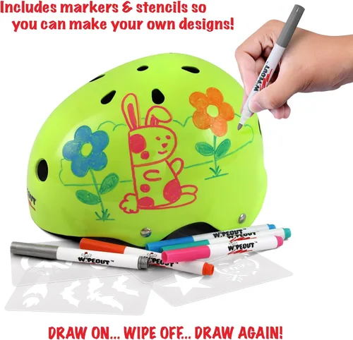 Miniatura 2 de Wipeout Dry Erase Kids Helmet – Ideal for Bike, Skate, Scooter, in-Line Skating and Rollerblading Ralladura de neón